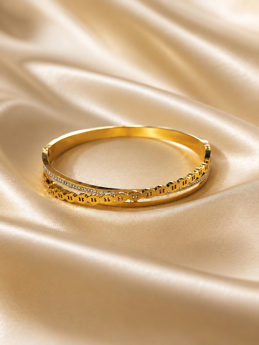 Luxury Crystal Layered Gold Bangle Bracelet