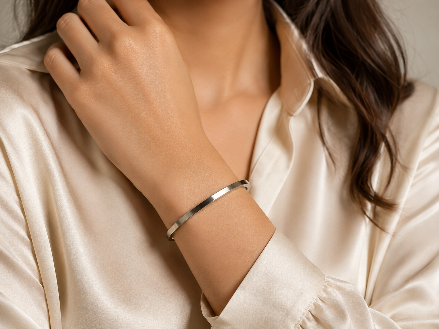 Silver Classic Minimal Bangle Bracelet