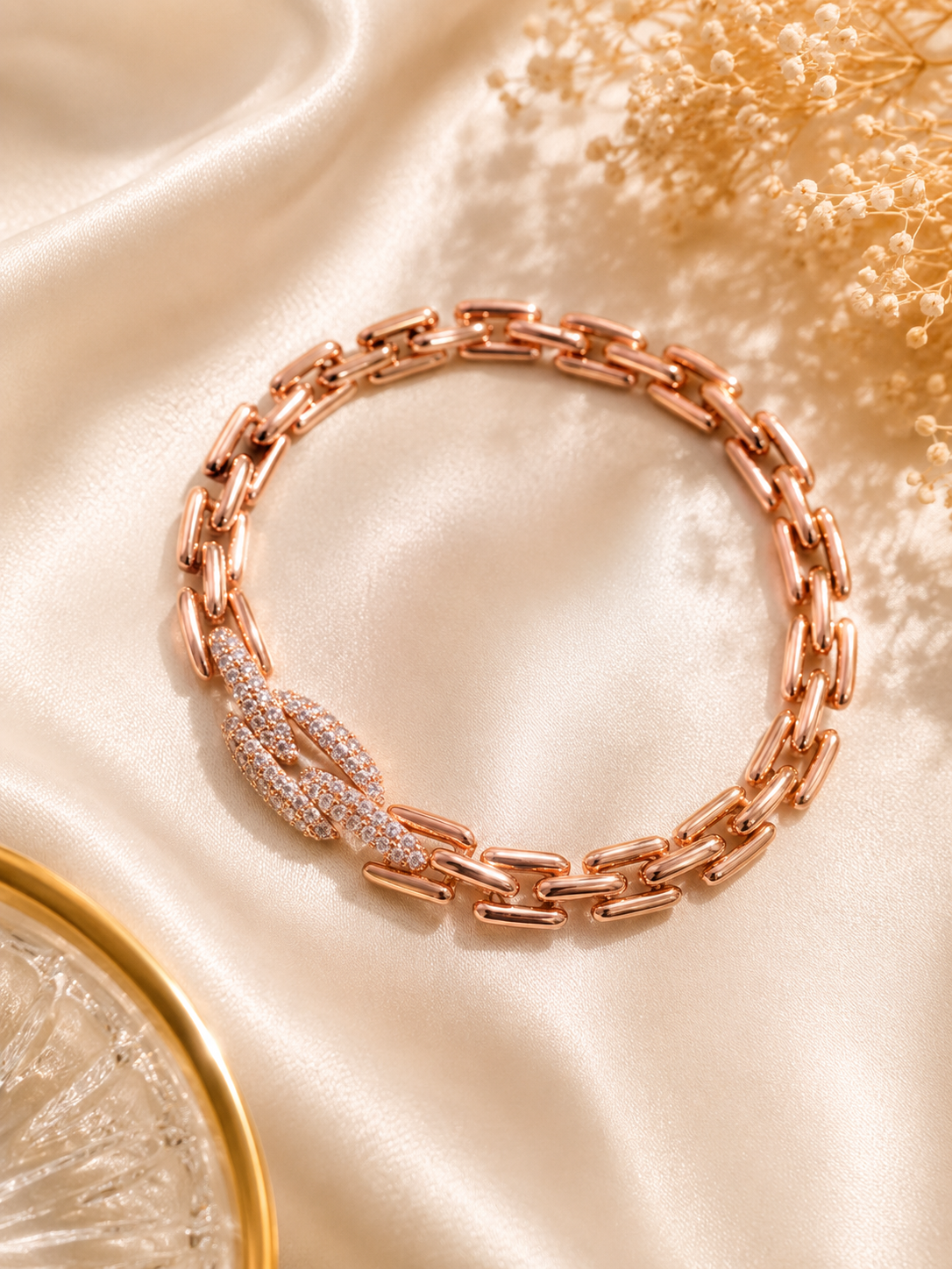 Rose Gold Crystal Link Bracelet