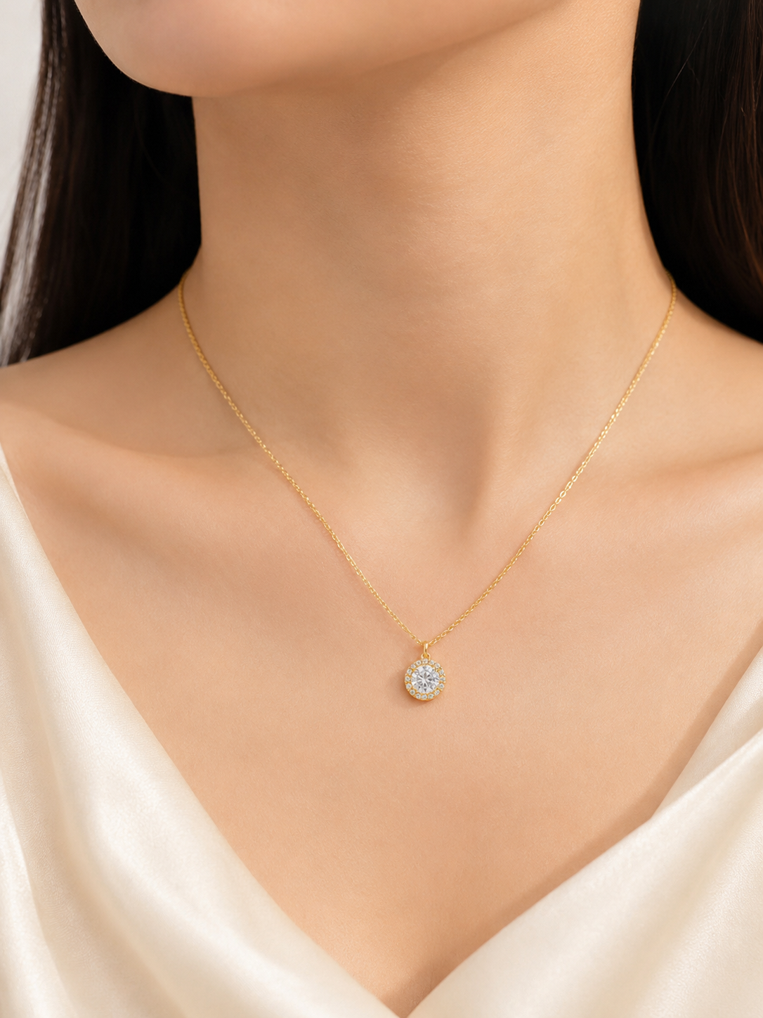 Radiant Solitaire Gold Pendant Necklace