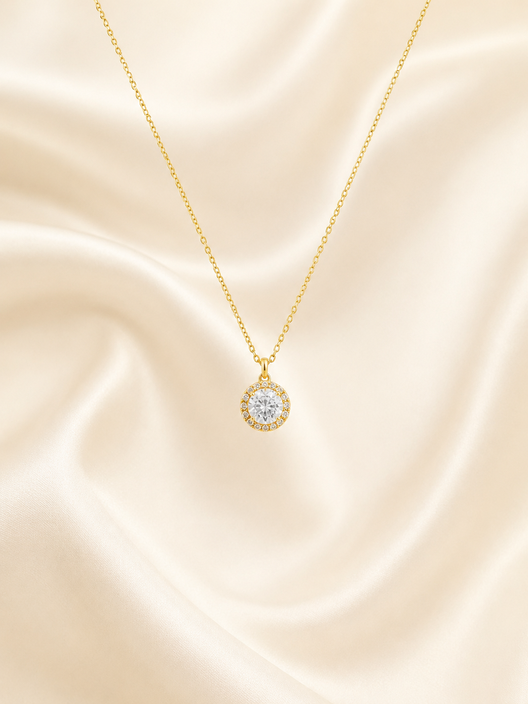 Radiant Solitaire Gold Pendant Necklace