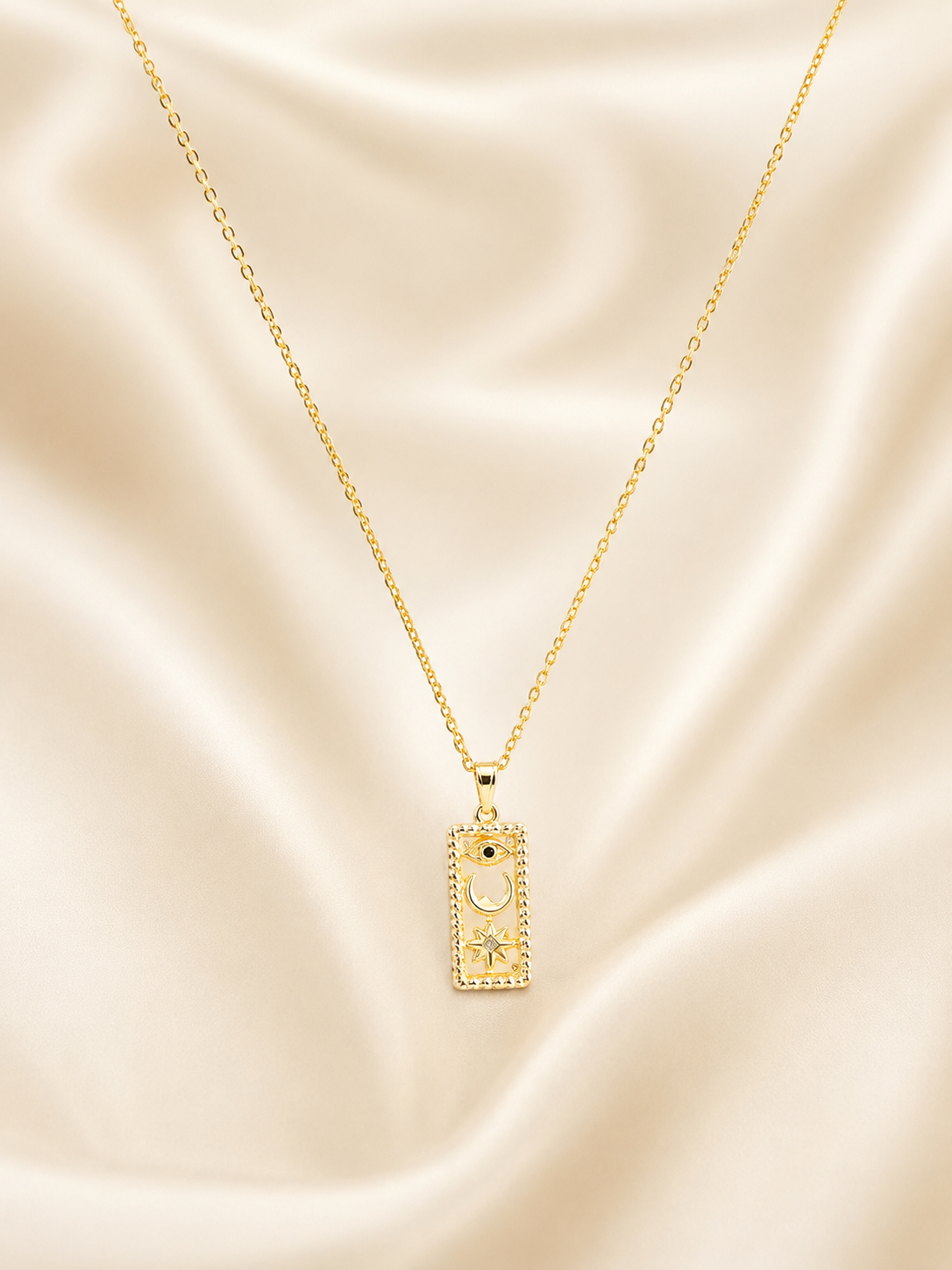 Golden Celestial Evil Eye Pendant Necklace
