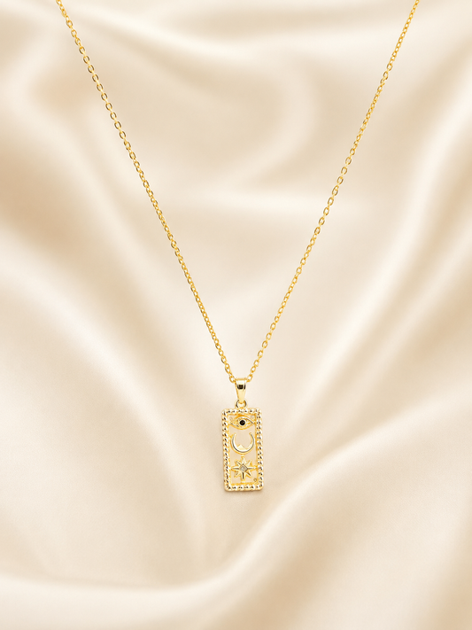 Golden Celestial Evil Eye Pendant Necklace