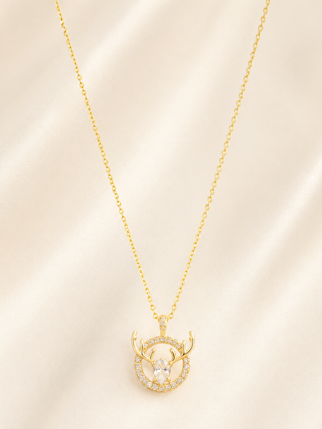 Royal Deer Antler Gold Pendant Necklace