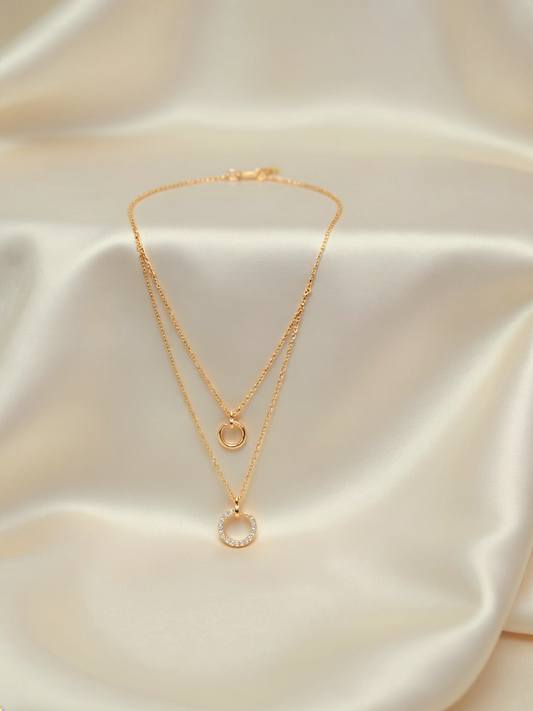 Elegant Double Layer Circle Pendant Necklace