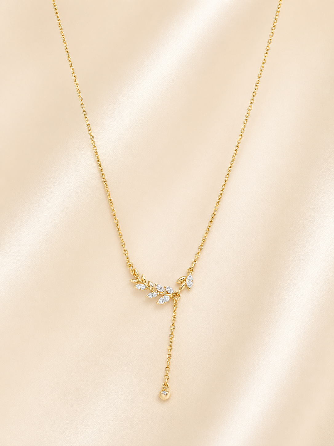 Golden Leaf Drop Pendant Necklace