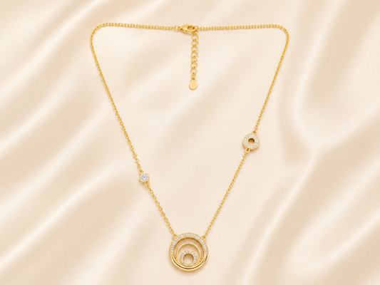 Golden Crystal Bow Pendant Necklace
