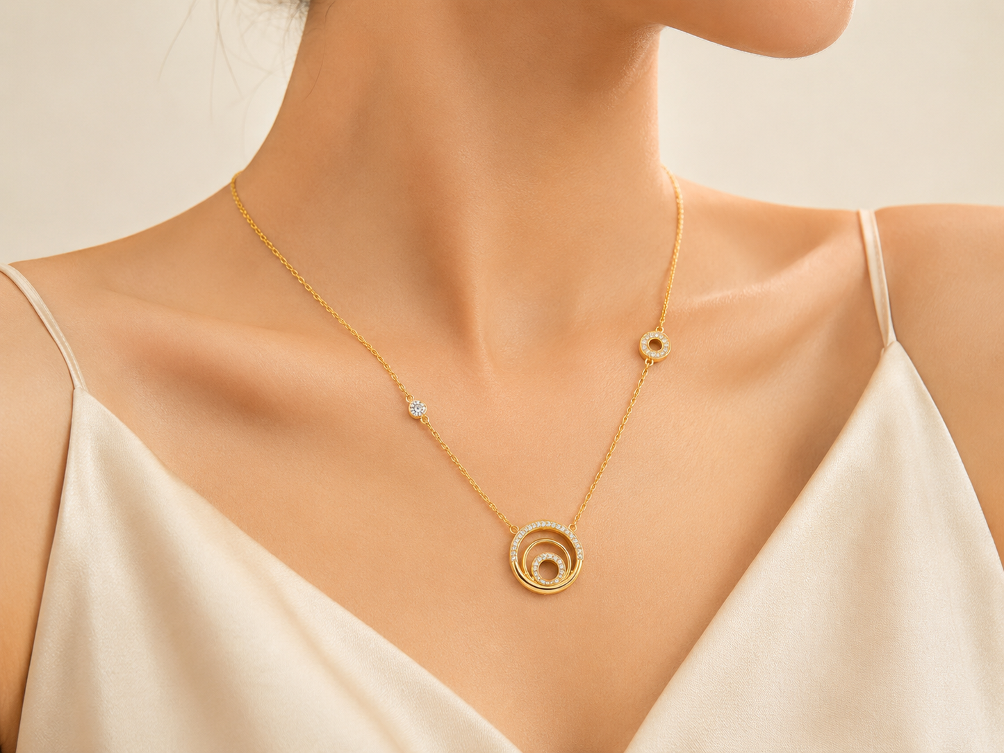 Golden Crystal Bow Pendant Necklace