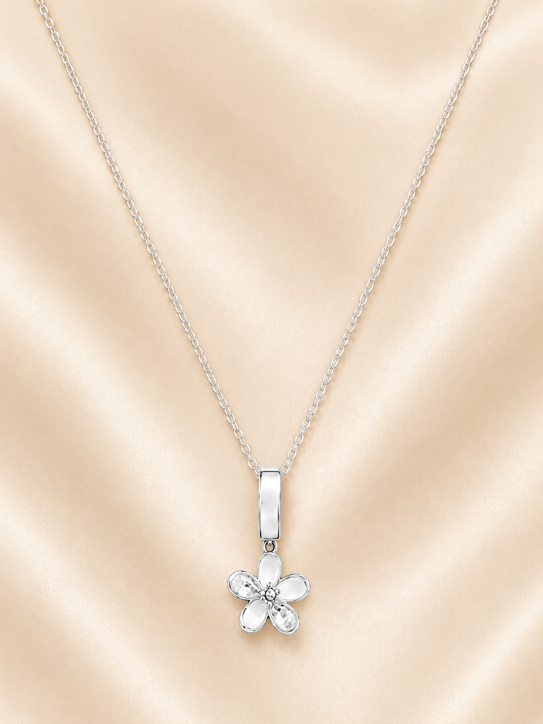 Silver Blossom Charm Necklace