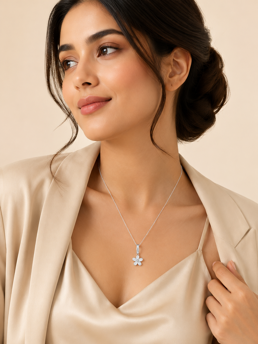 Silver Blossom Charm Necklace