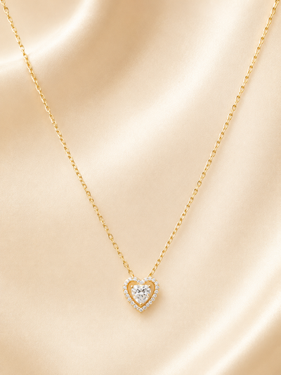 Golden Heart Halo Necklace