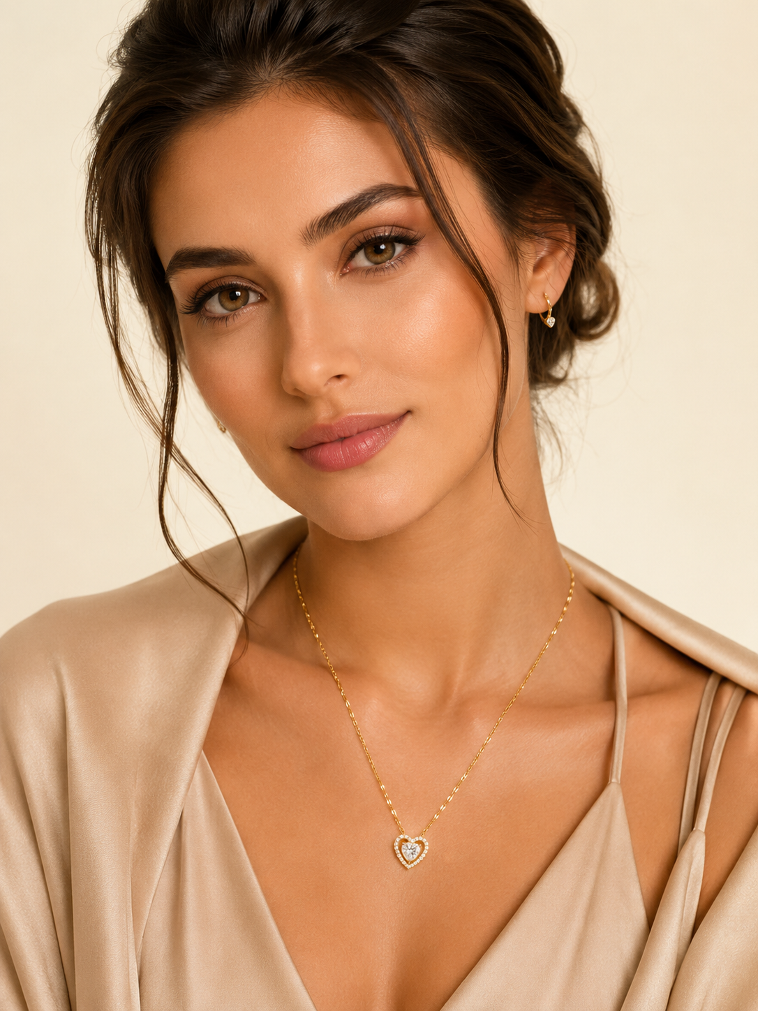 Golden Heart Halo Necklace