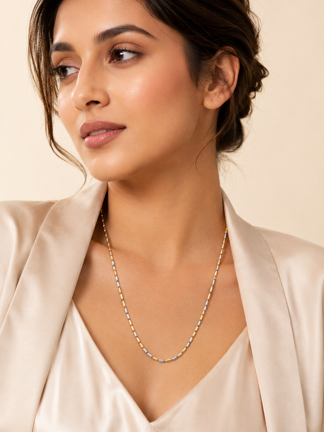 Dual Tone Twist Chain Necklace