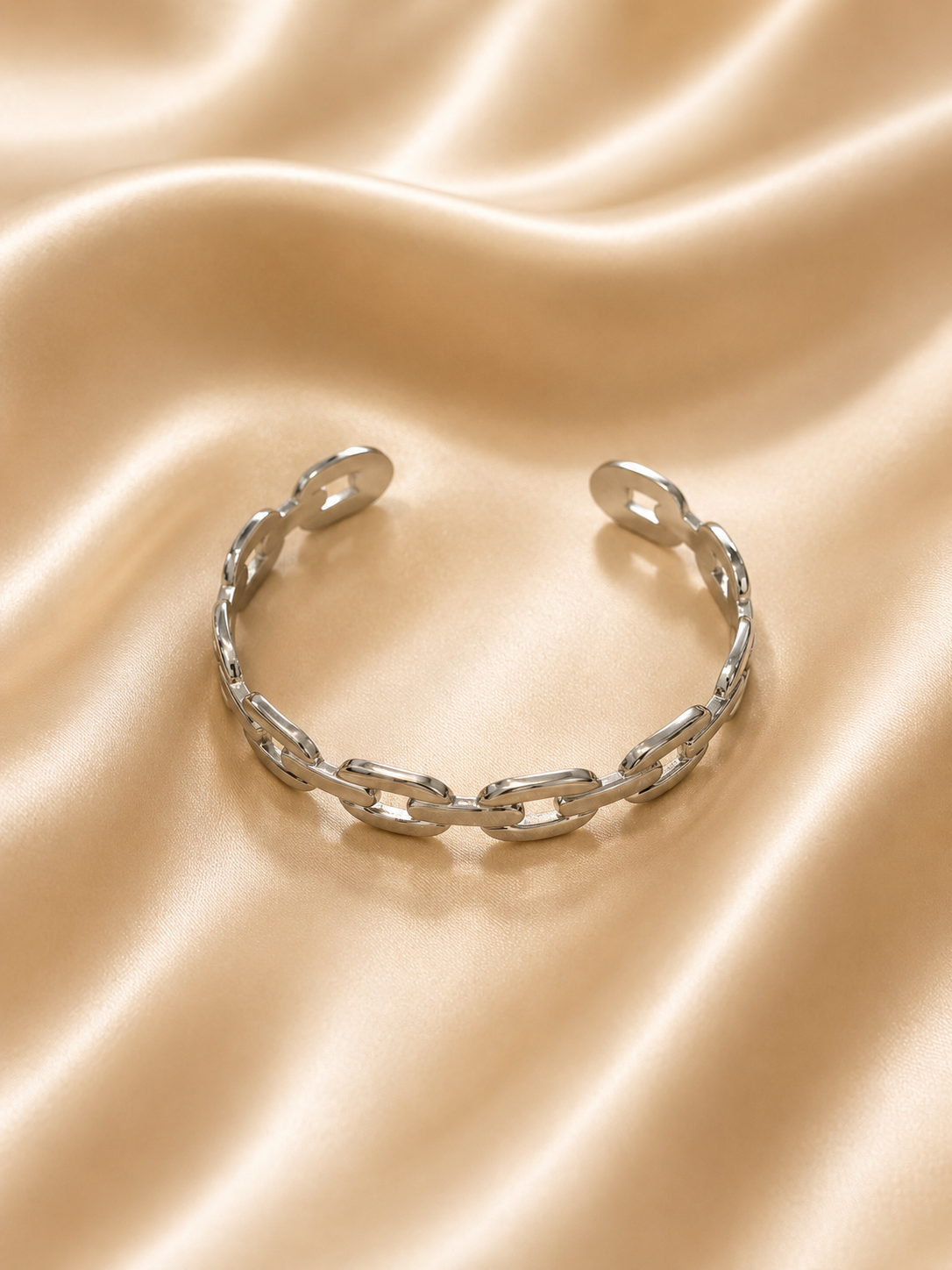 Luxury Chain Link Open Cuff Bracelet Set