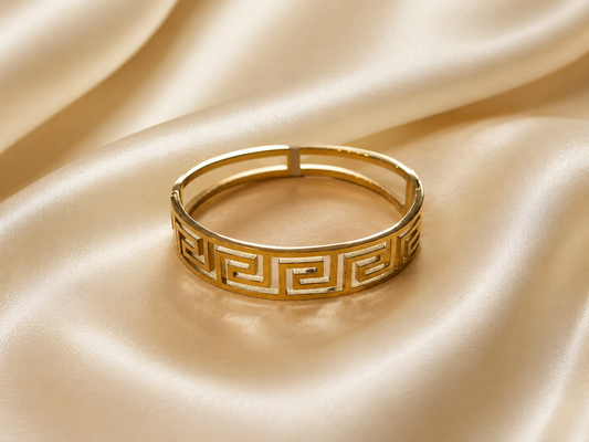 Luxury Greek Key Gold Bangle Bracelet