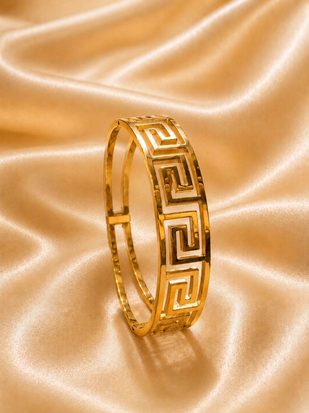 Luxury Greek Key Gold Bangle Bracelet