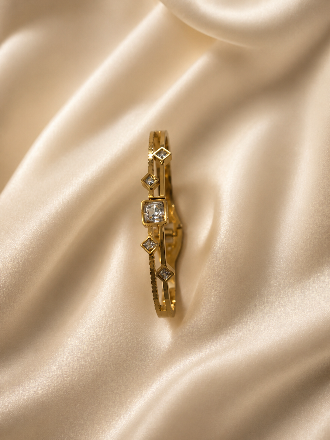 Luxury Crystal Studded Gold Bangle Bracelet
