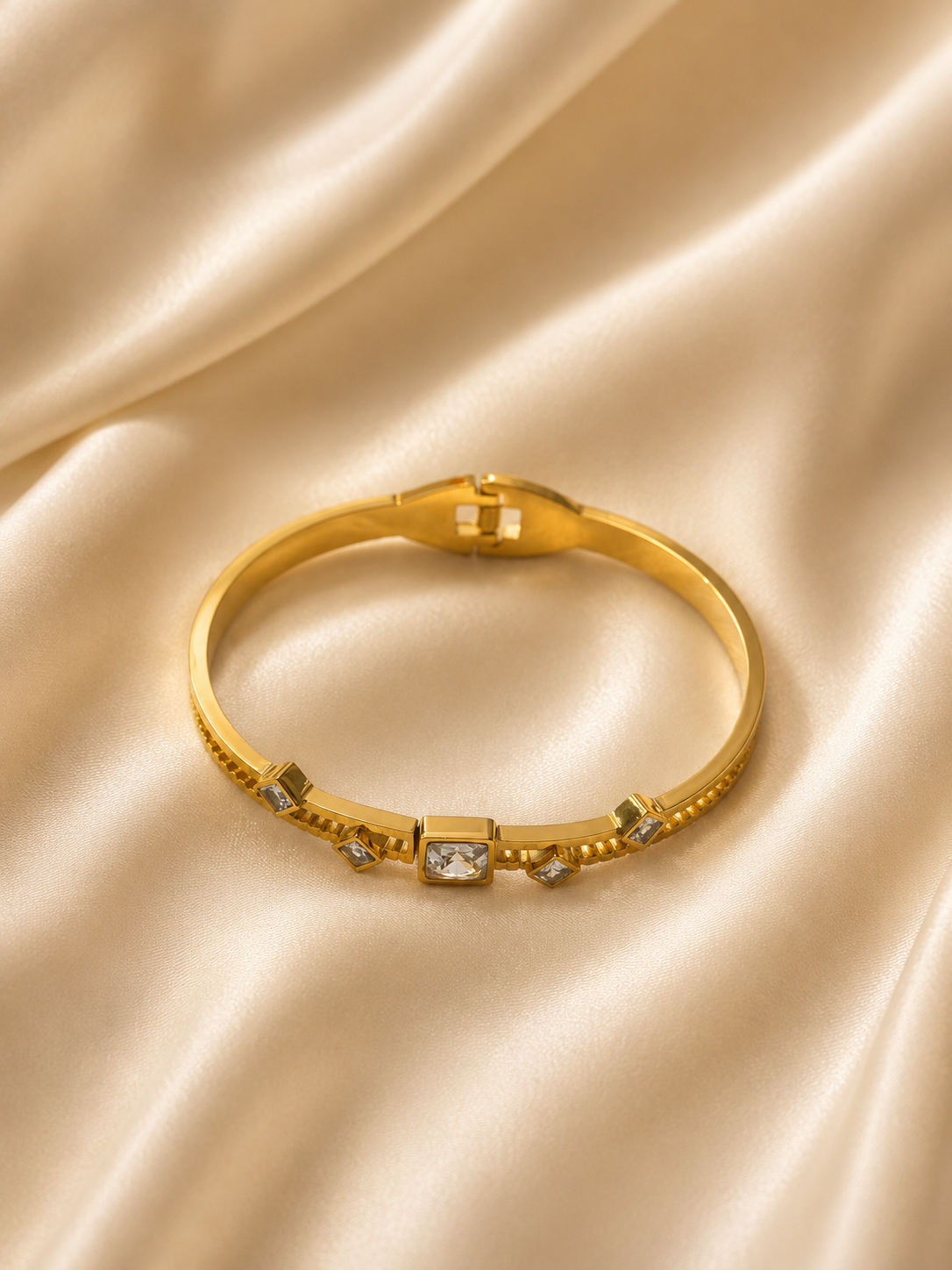 Luxury Crystal Studded Gold Bangle Bracelet