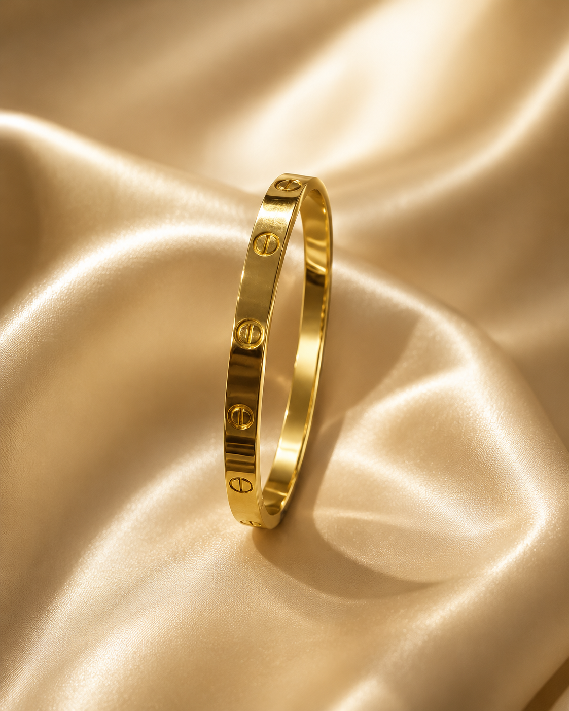 Classic Screw Design Gold Bangle Bracelet