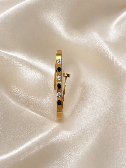 Elegant Crystal Nail Design Gold Bracelet