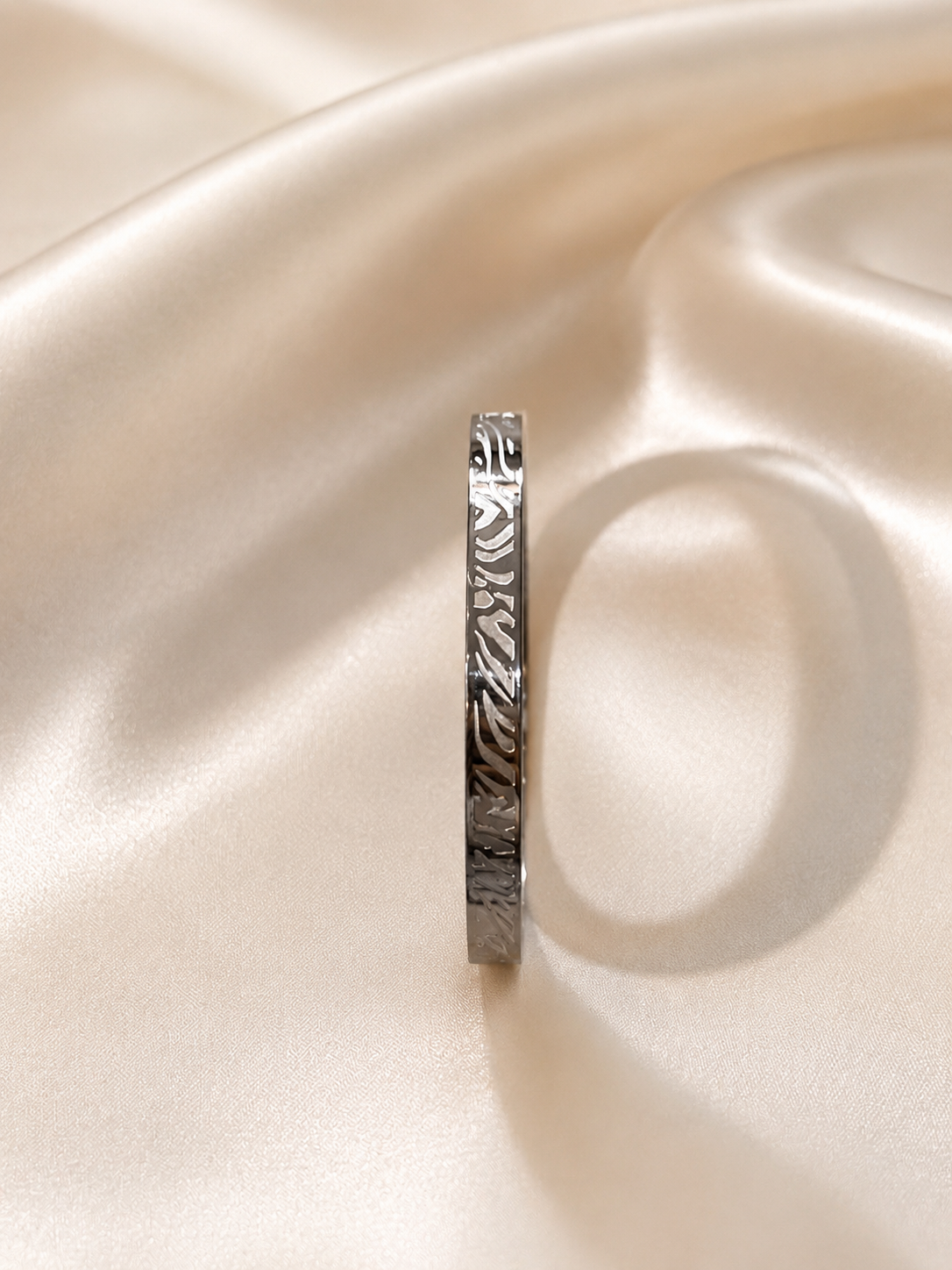 Silver Engraved Minimalist Bangle Bracelet