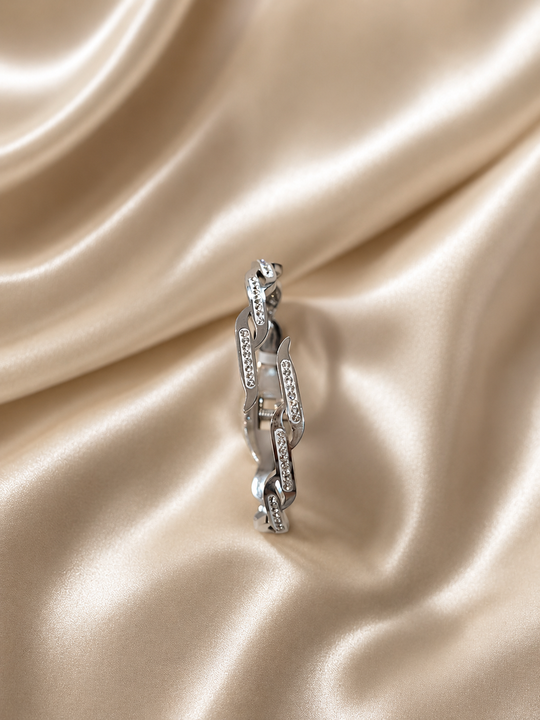 Silver Crystal Wave Link Bracelet