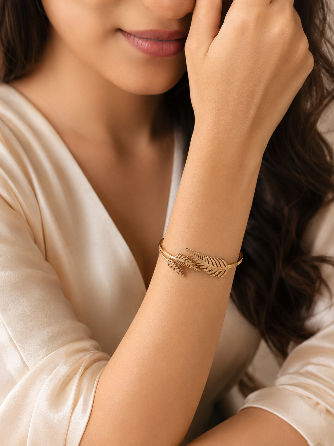 Celestia Leaf Rose Gold Kada