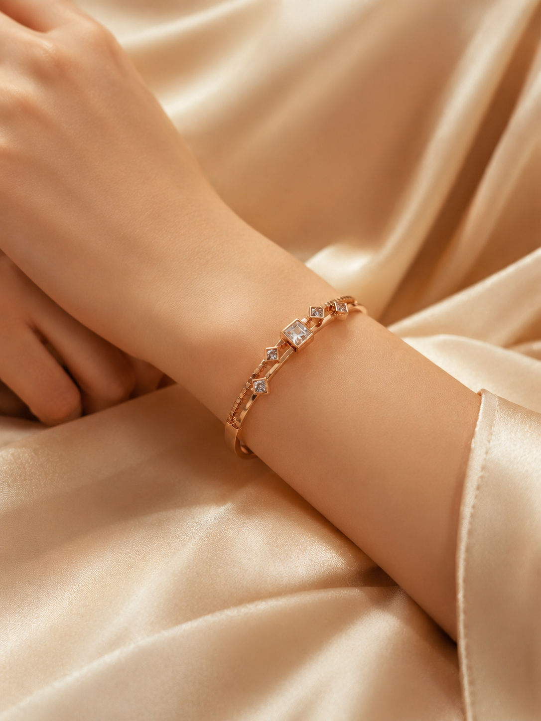 Celestia Crystal Rose Gold Kada