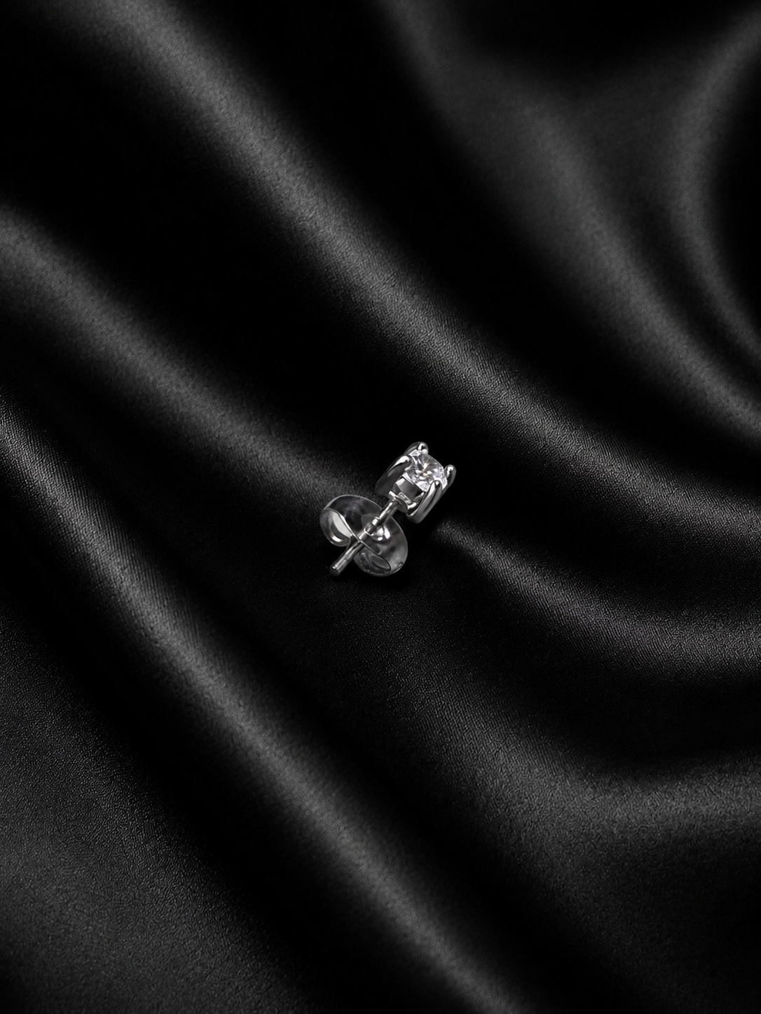Silver Solitaire Crystal Stud Earrings