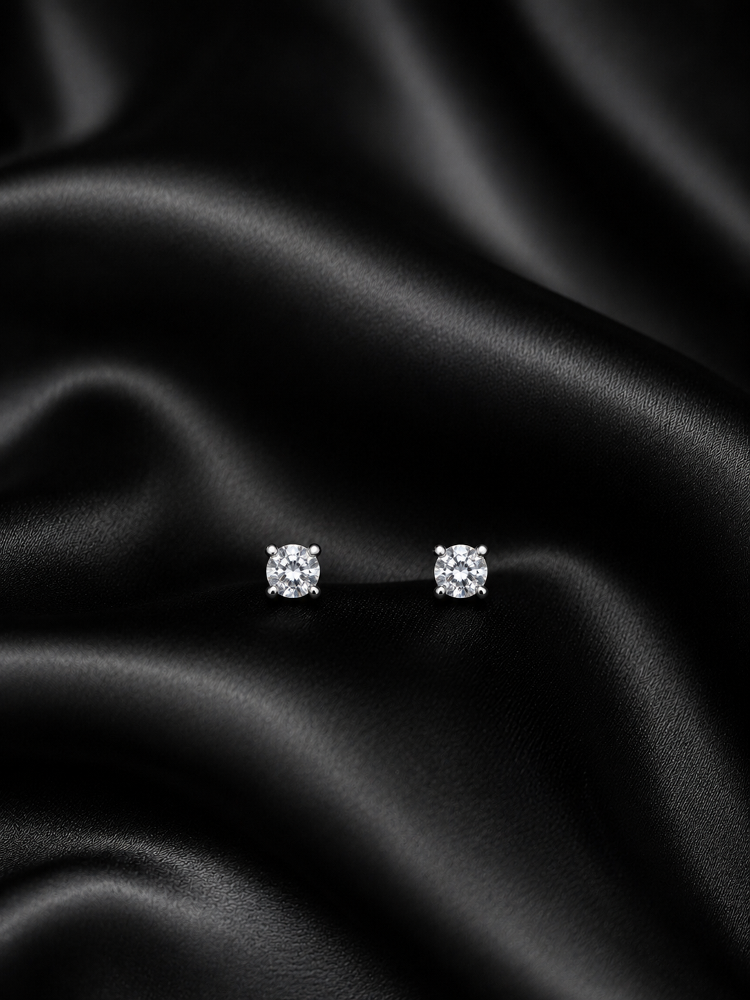 Silver Solitaire Crystal Stud Earrings
