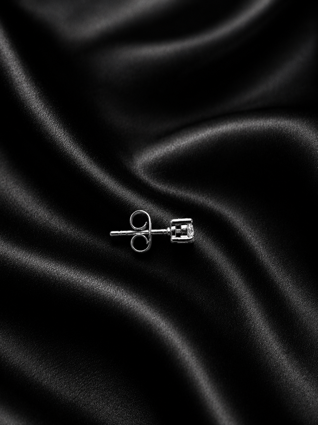 Silver Solitaire Crystal Stud Earrings