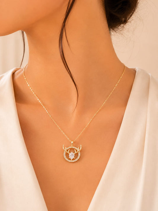 Royal Deer Antler Gold Pendant Necklace