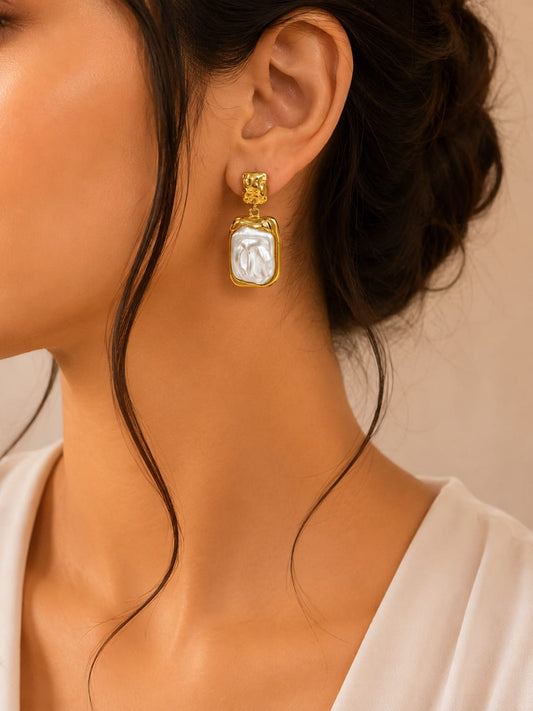 Vintage Pearl Gold Statement Earrings