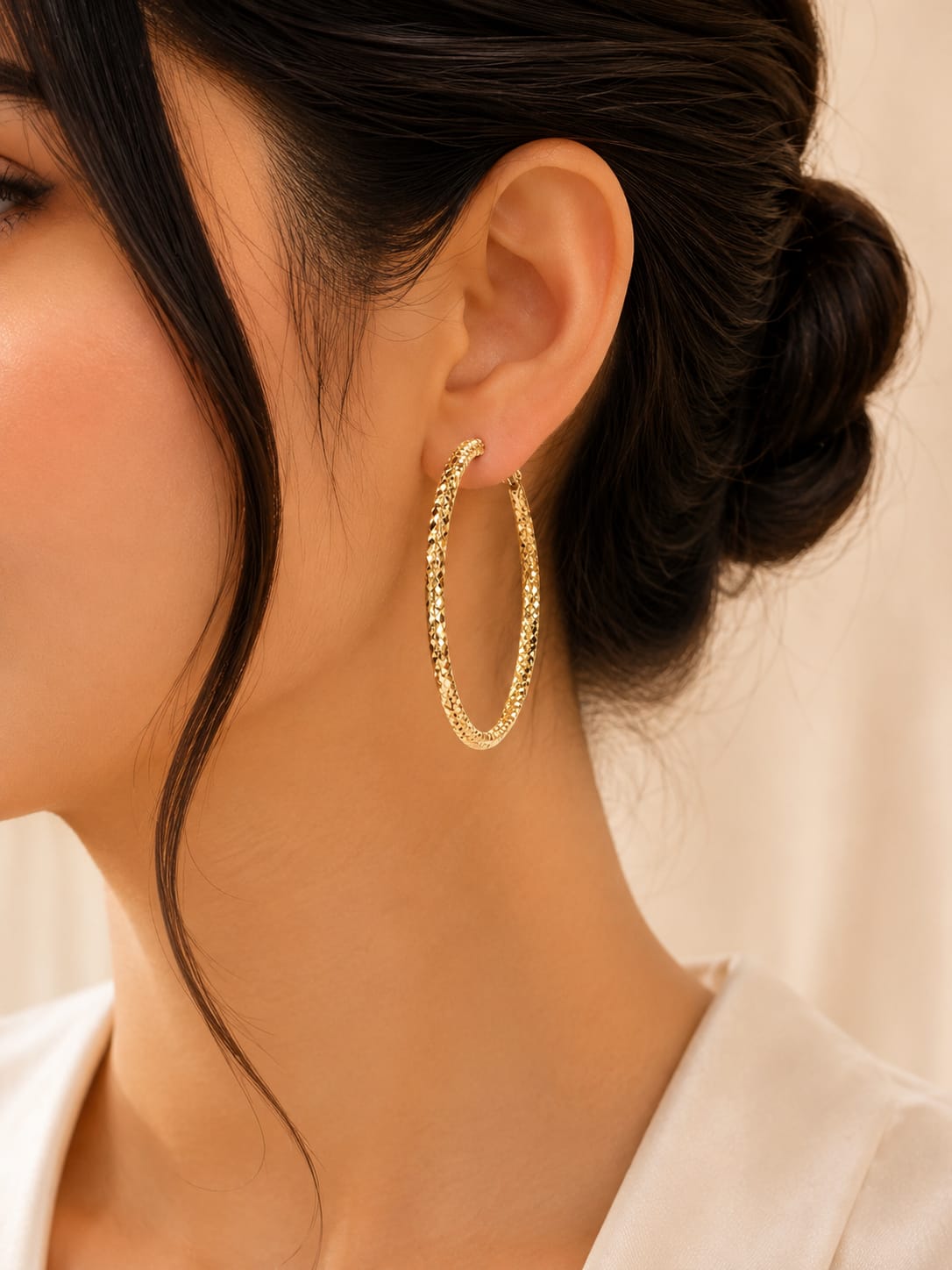Classic Textured Gold Hoop Earrings
