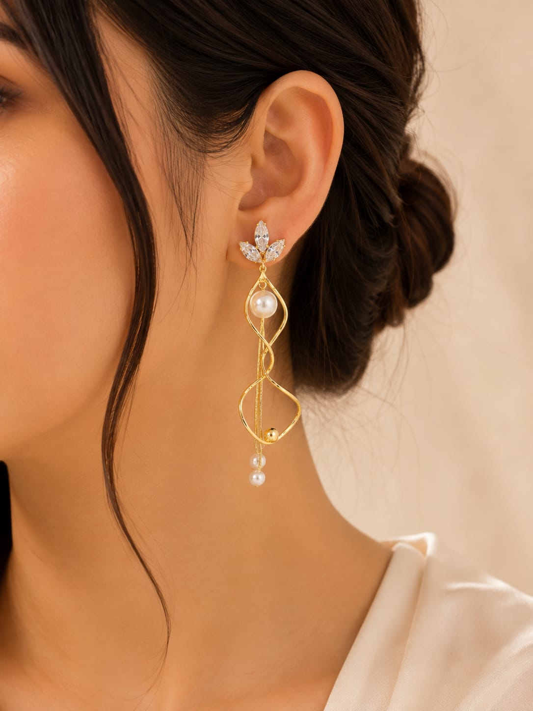 Elegant Pearl Swirl Drop Earrings