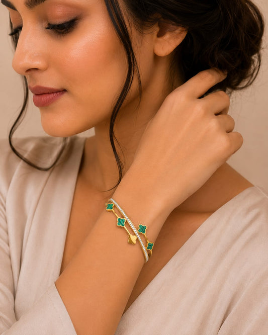 Lucky Clover Gold Charm Bracelet