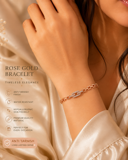 Rose Gold Crystal Link Bracelet