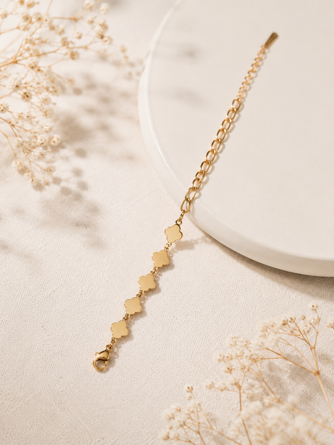 Golden Clover Charm Bracelet