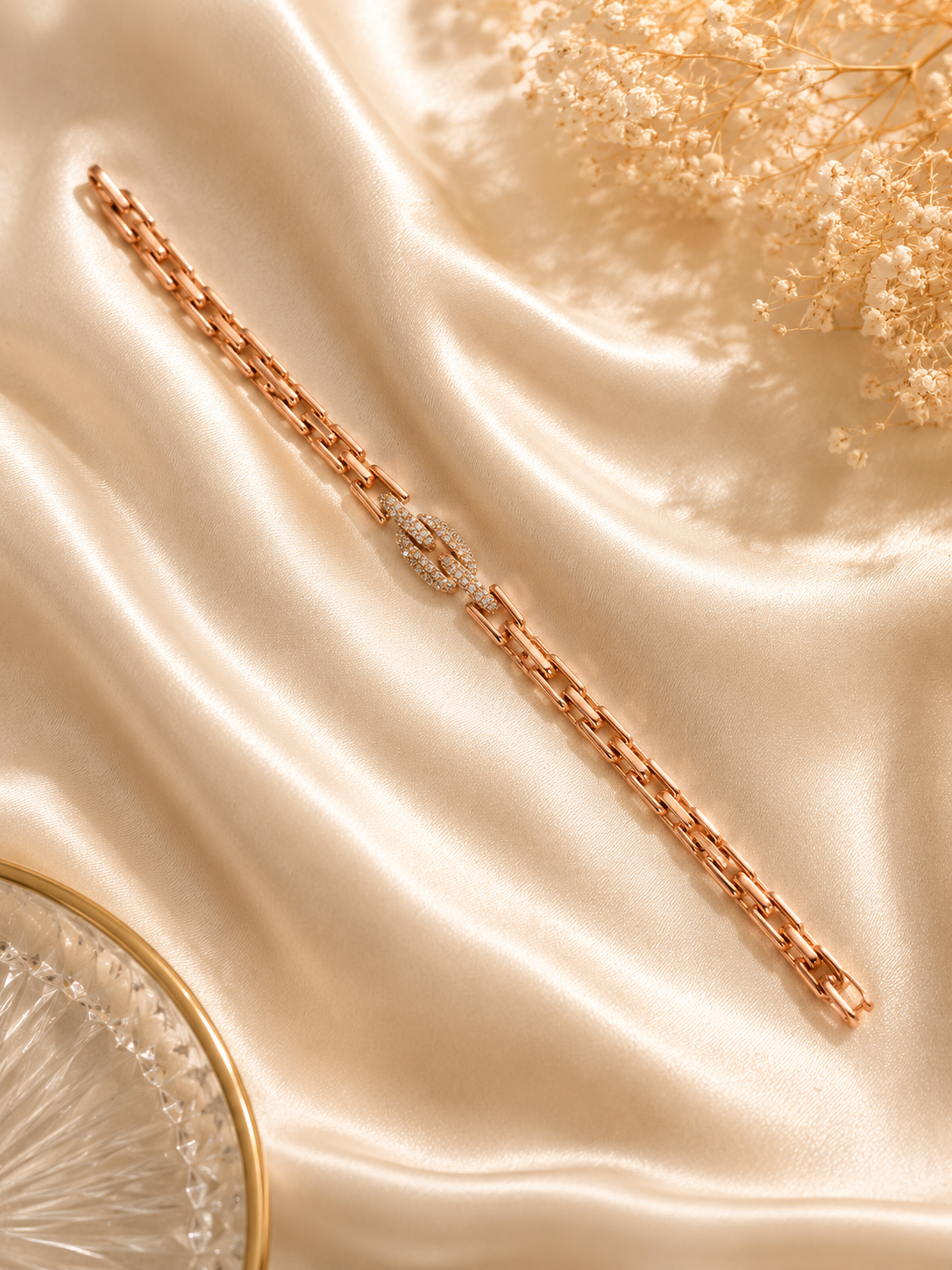 Rose Gold Crystal Link Bracelet