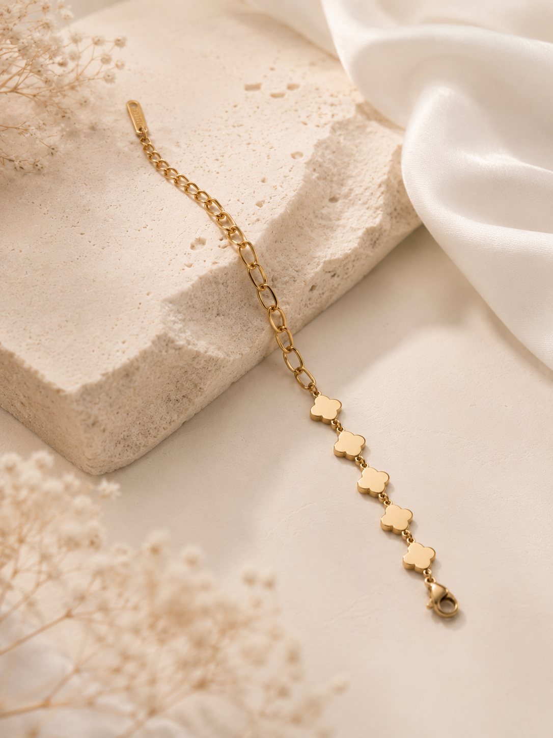 Golden Clover Charm Bracelet