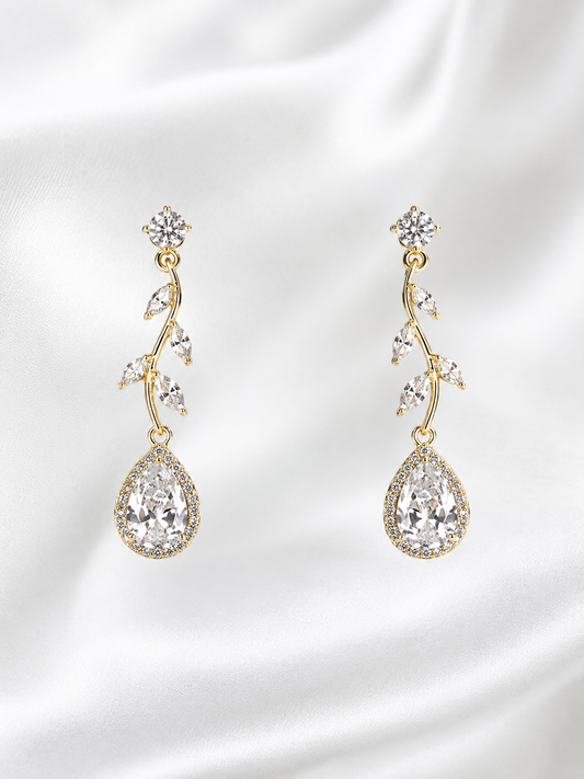 Golden Leaf Teardrop Luxe Earrings