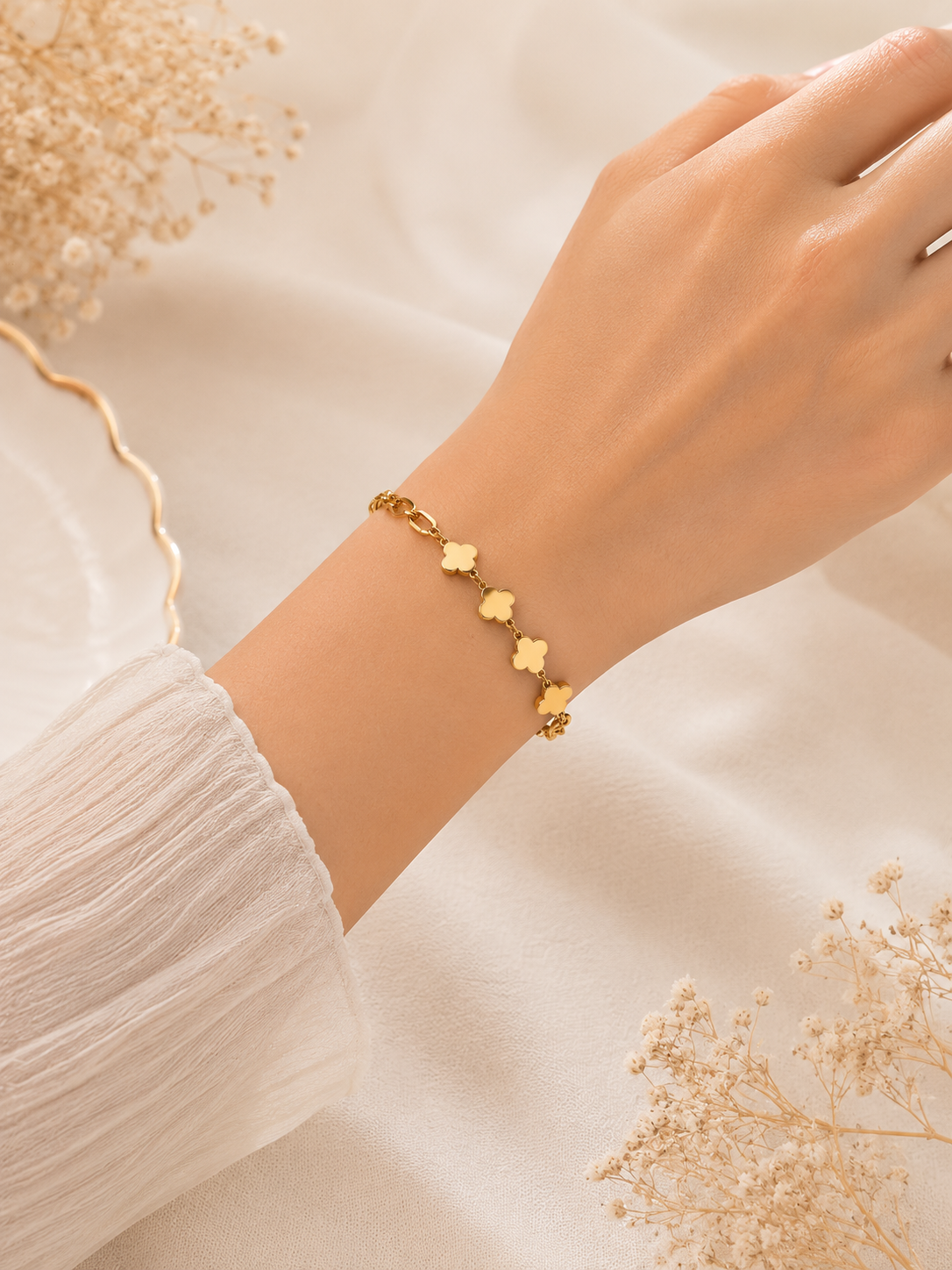 Golden Clover Charm Bracelet