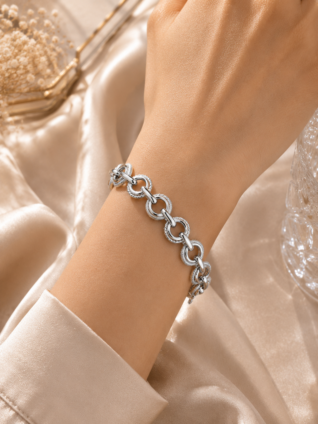 Silver Halo Link Bracelet