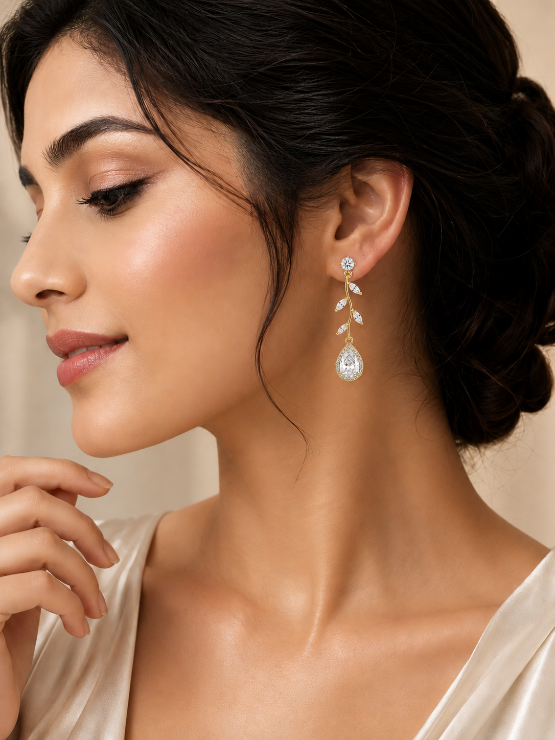 Golden Leaf Teardrop Luxe Earrings