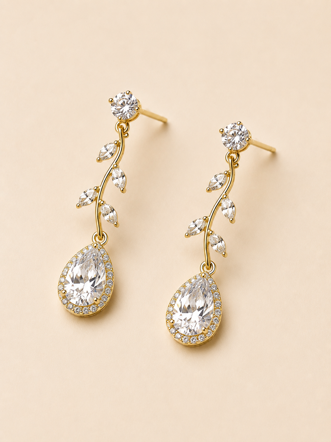 Golden Leaf Teardrop Luxe Earrings
