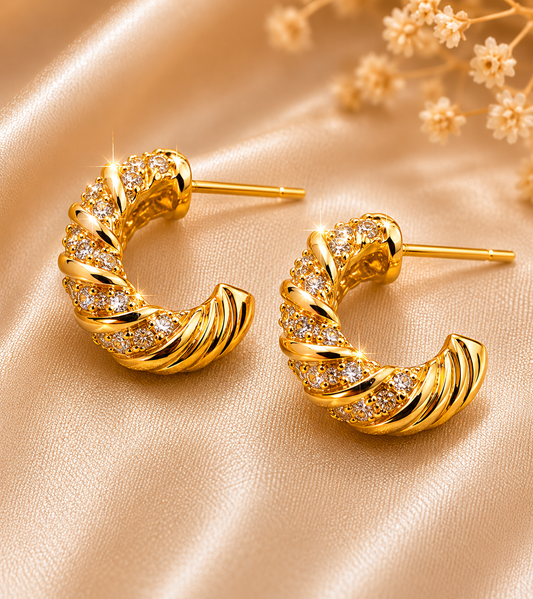 Golden Twisted Luxe Hoop Earrings