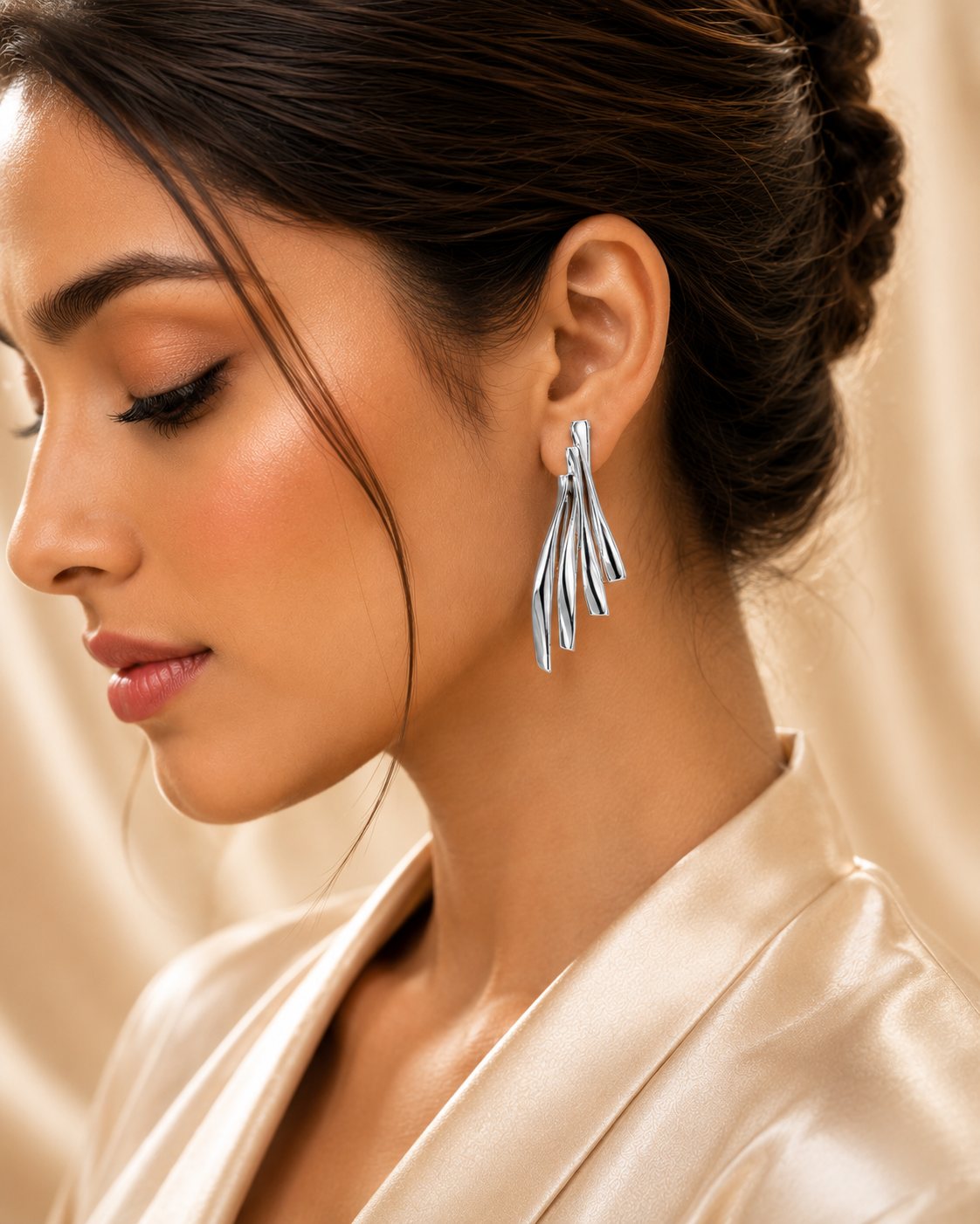 Silver Cascade Luxe Drop Earrings