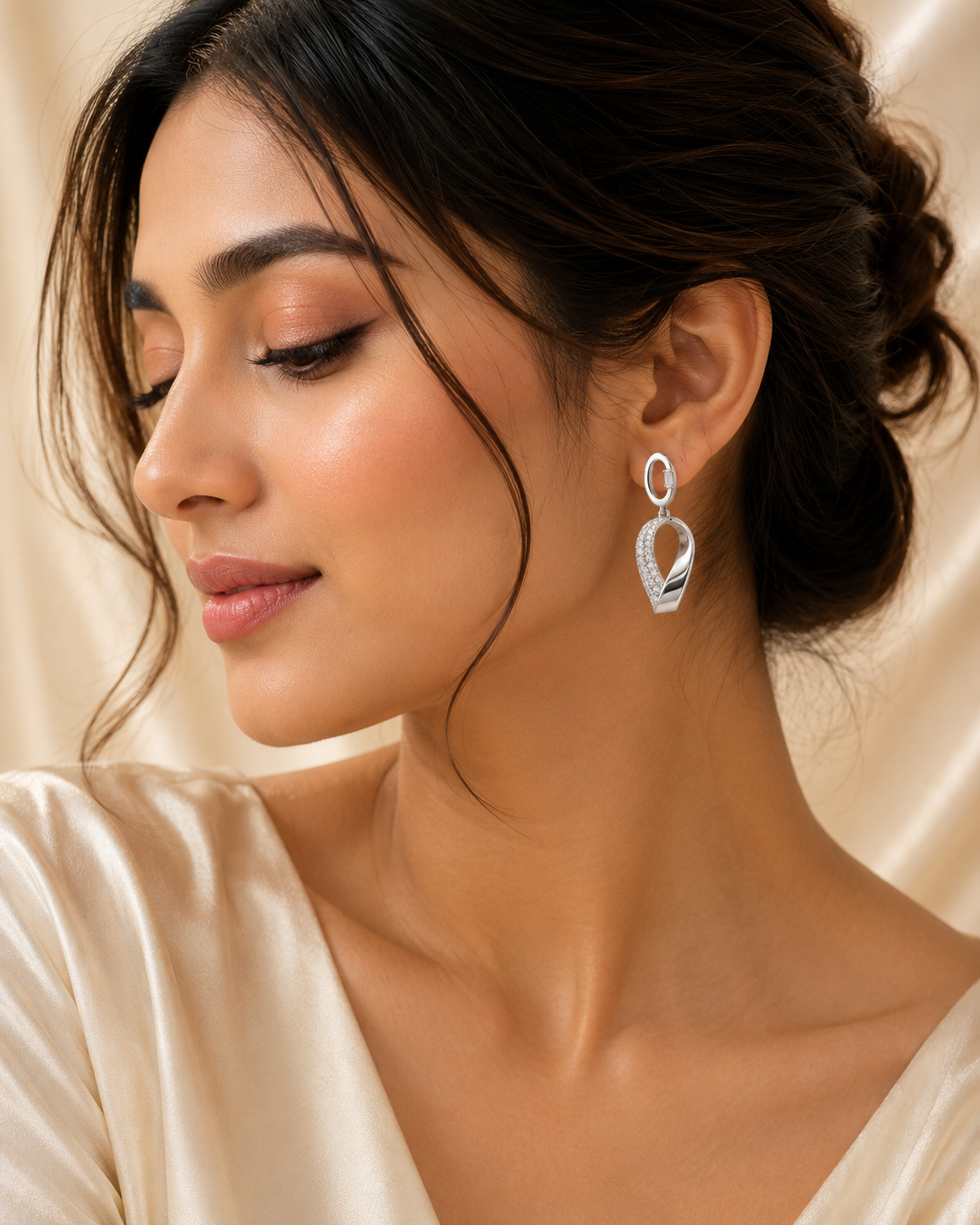 Silver Teardrop Crystal Earrings