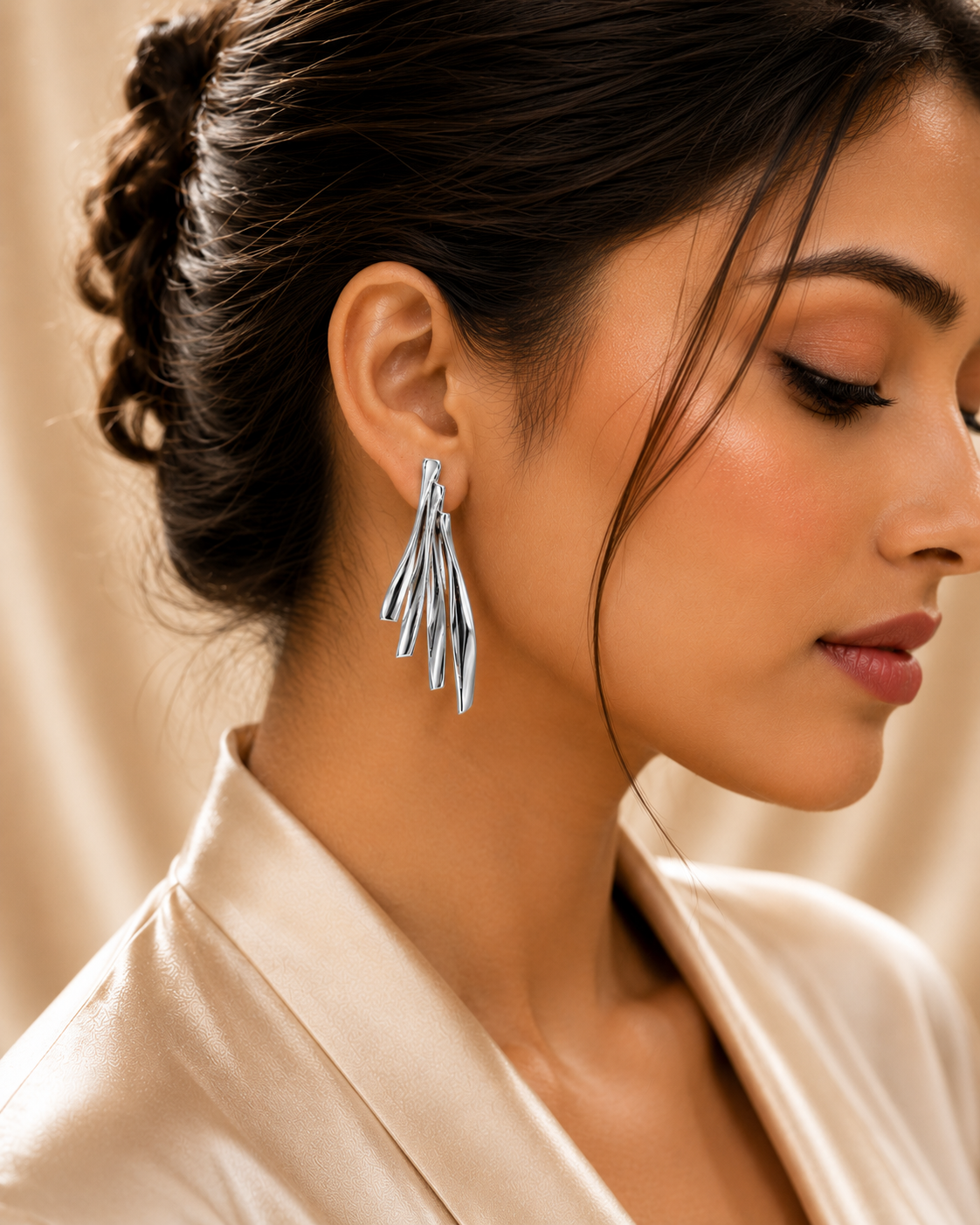 Silver Cascade Luxe Drop Earrings