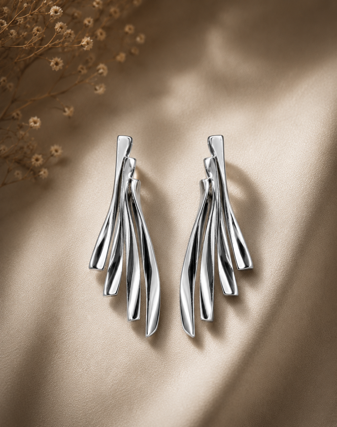 Silver Cascade Luxe Drop Earrings